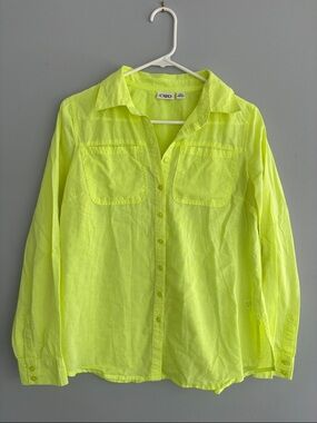 Cato Neon Yellow Button-Front Shirt